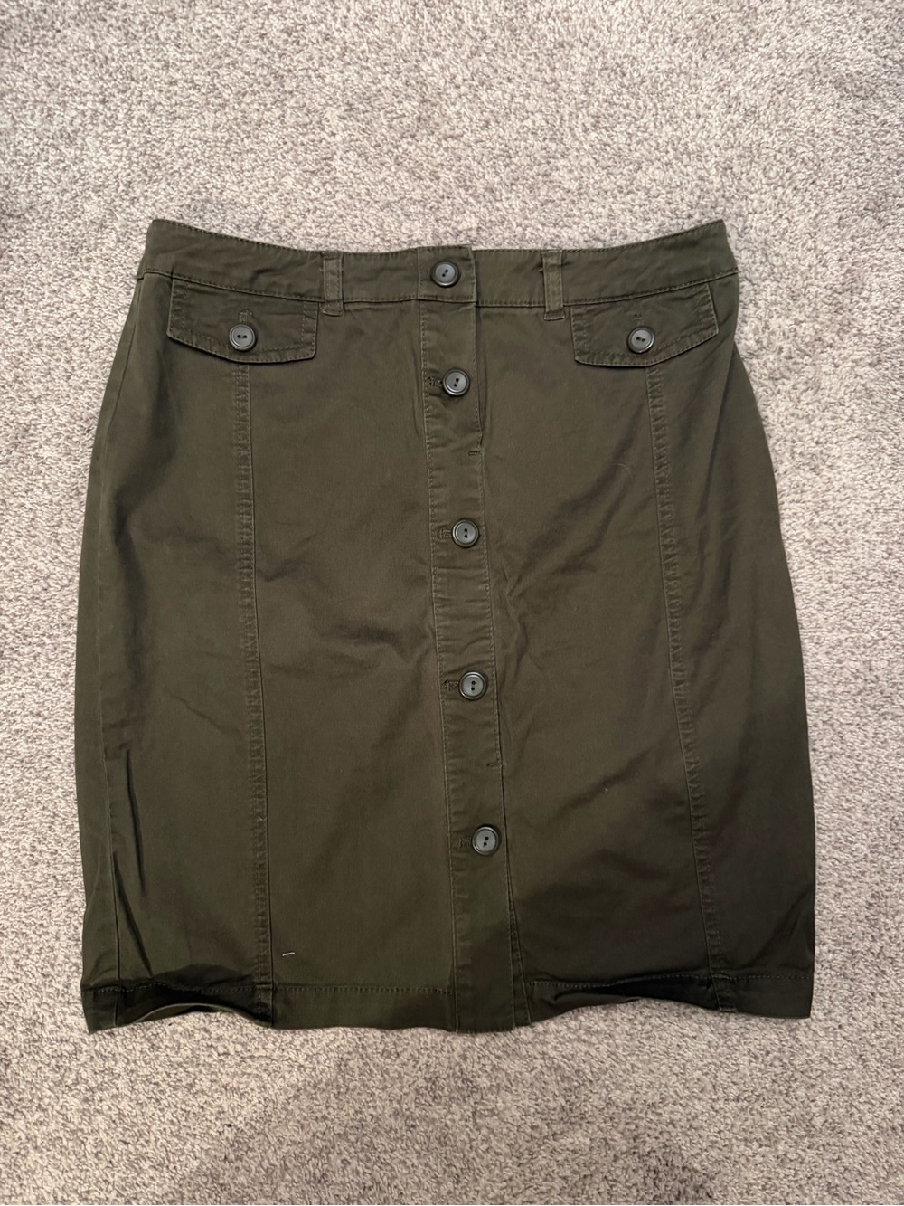 New York & Company Olive Button-Front Pencil Skirt